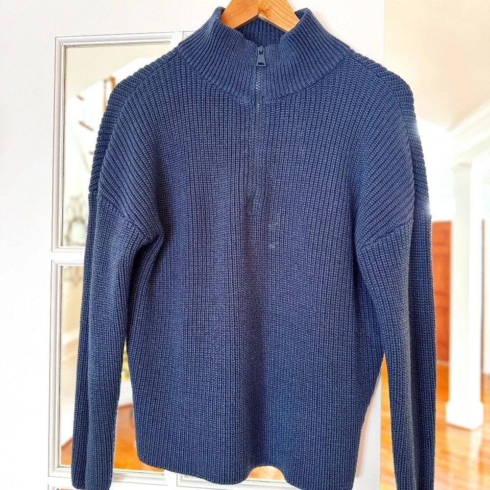 WOMENS HALF ZIP SWEATER, SIZE SMALL, BLUE